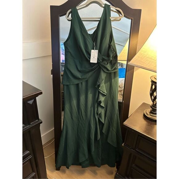 NEW Evening Gown Formal Elegant V Neck Sleeveless Split Wrap 2X - Picture 5 of 5